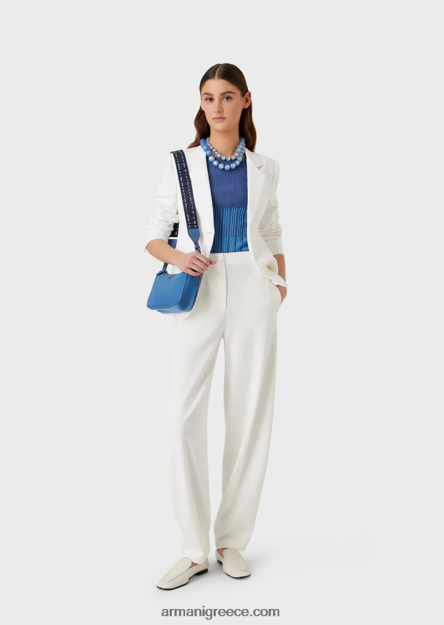 γυναίκες Armani δίχρωμη πλεκτή μπλούζα ζακάρ με μοτίβο συνδέσμων 4046R6191 λουλούδια