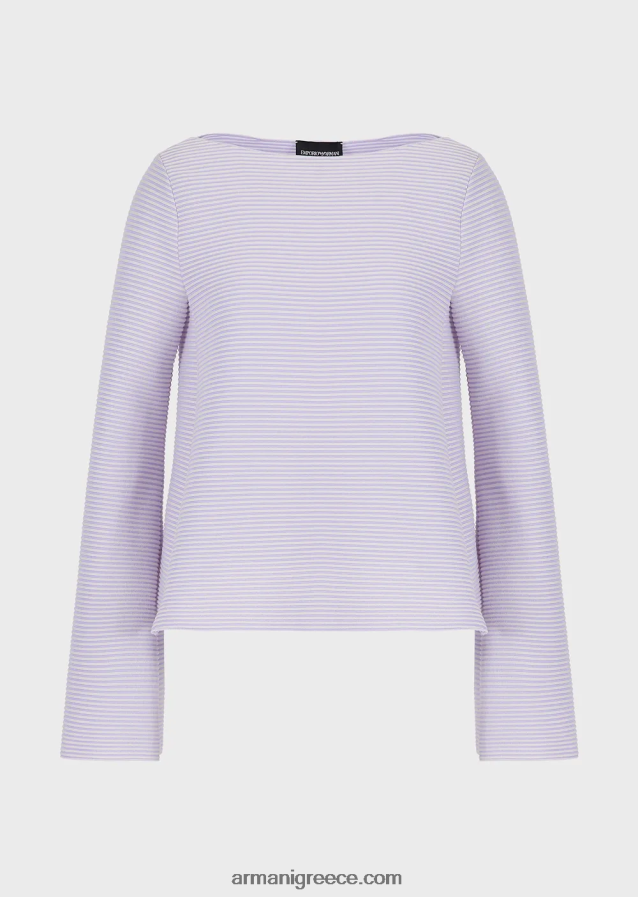 γυναίκες Armani Μπλουζάκι με λαιμόκοψη από ύφασμα με ραβδώσεις 4046R6197