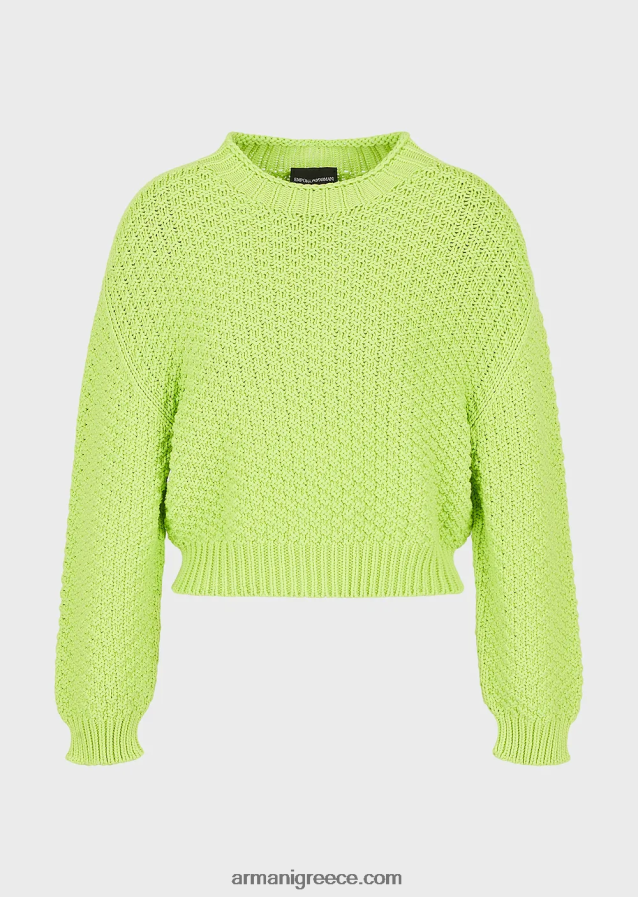 γυναίκες Armani μπλούζα χωρίς ραφή σε κουτί και πλεκτό με βρύα 4046R6205