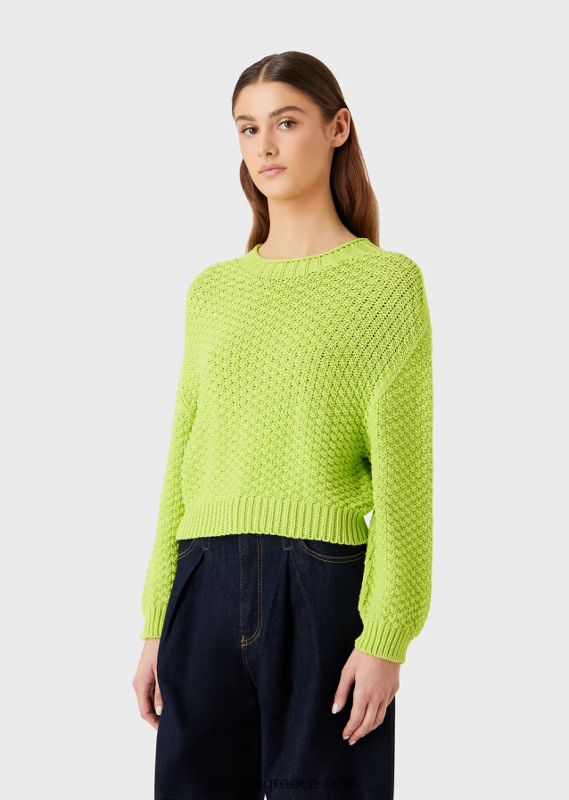 γυναίκες Armani μπλούζα χωρίς ραφή σε κουτί και πλεκτό με βρύα 4046R6205