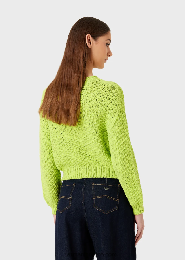 γυναίκες Armani μπλούζα χωρίς ραφή σε κουτί και πλεκτό με βρύα 4046R6205