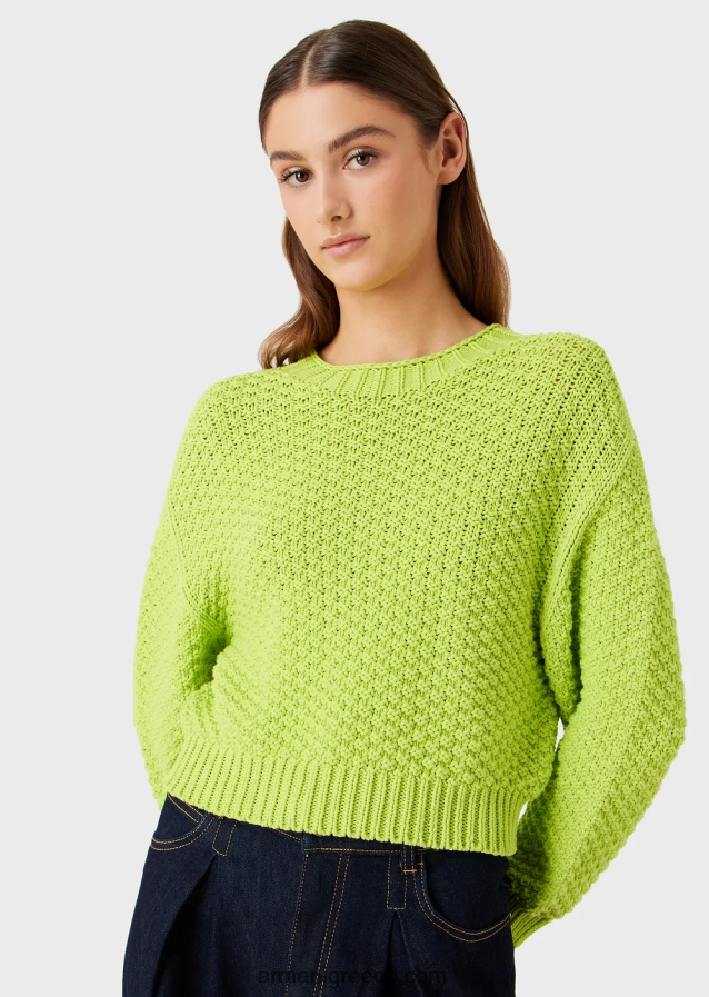 γυναίκες Armani μπλούζα χωρίς ραφή σε κουτί και πλεκτό με βρύα 4046R6205