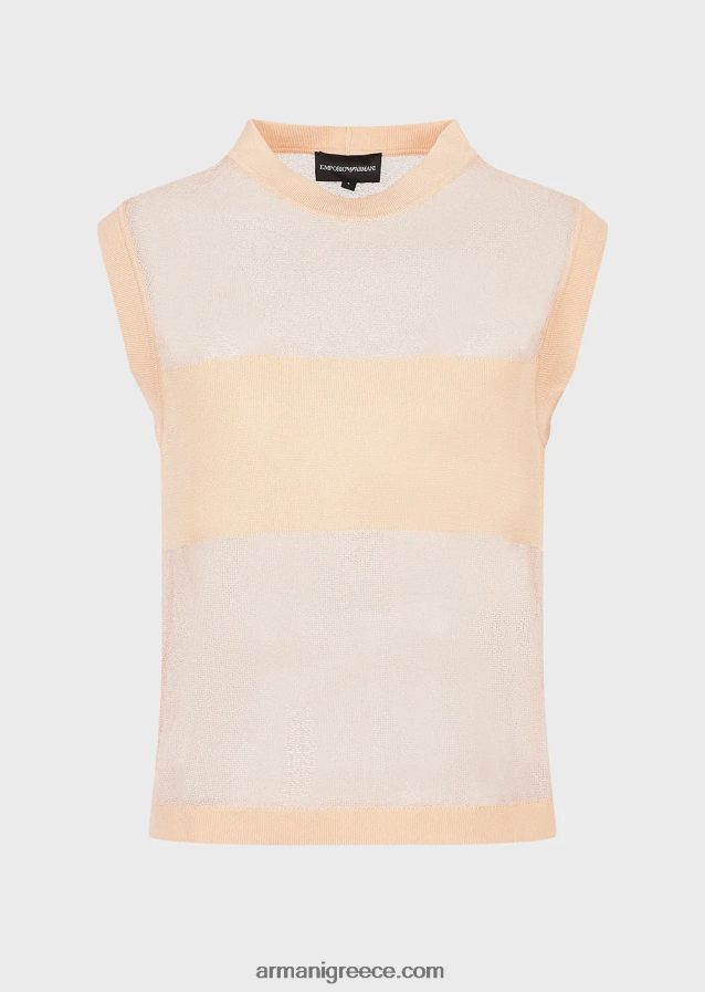 γυναίκες Armani ημιδιάφανη πλεκτή κορυφή βισκόζης 4046R6215