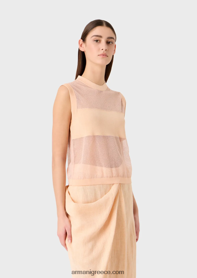 γυναίκες Armani ημιδιάφανη πλεκτή κορυφή βισκόζης 4046R6215