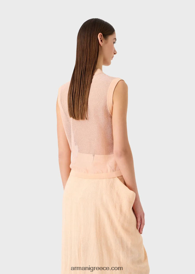 γυναίκες Armani ημιδιάφανη πλεκτή κορυφή βισκόζης 4046R6215