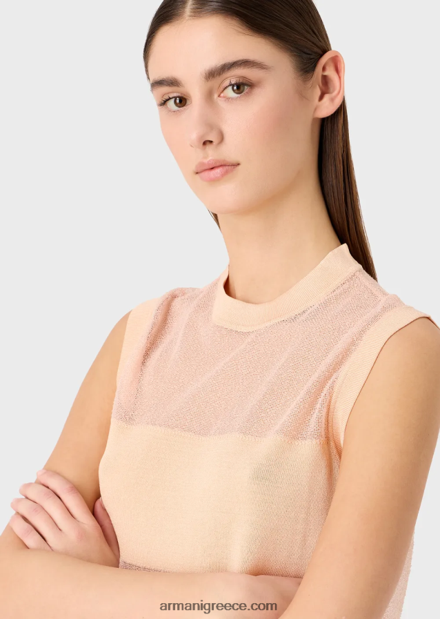 γυναίκες Armani ημιδιάφανη πλεκτή κορυφή βισκόζης 4046R6215