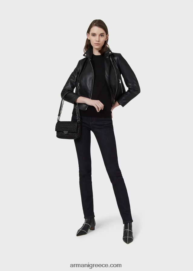 γυναίκες Armani άλμα με λαιμόκοψη από καθαρό παρθένο μαλλί 4046R6217 μαύρος