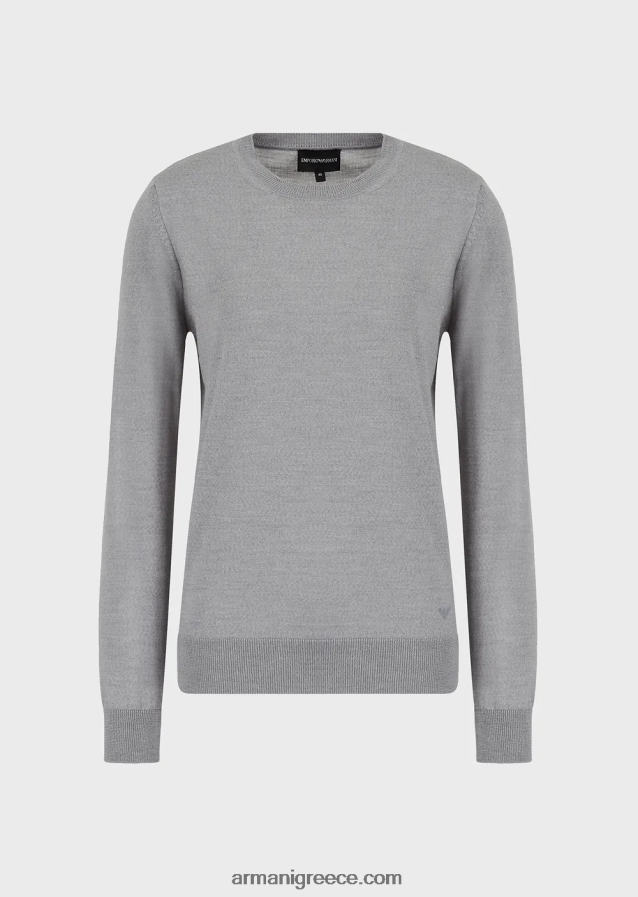 γυναίκες Armani άλμα με λαιμόκοψη από καθαρό παρθένο μαλλί 4046R6218 μελανζέ γκρι