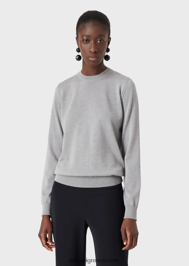 γυναίκες Armani άλμα με λαιμόκοψη από καθαρό παρθένο μαλλί 4046R6218 μελανζέ γκρι