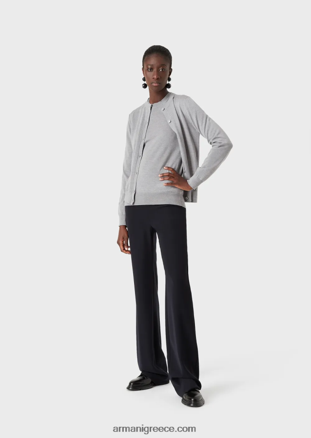 γυναίκες Armani άλμα με λαιμόκοψη από καθαρό παρθένο μαλλί 4046R6218 μελανζέ γκρι