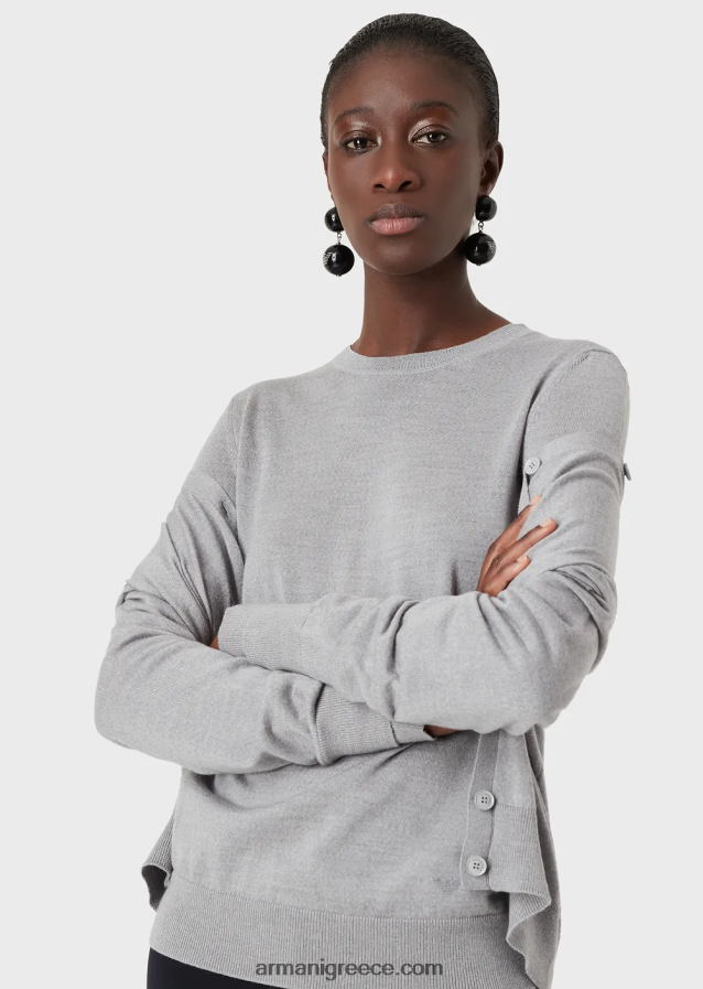 γυναίκες Armani άλμα με λαιμόκοψη από καθαρό παρθένο μαλλί 4046R6218 μελανζέ γκρι