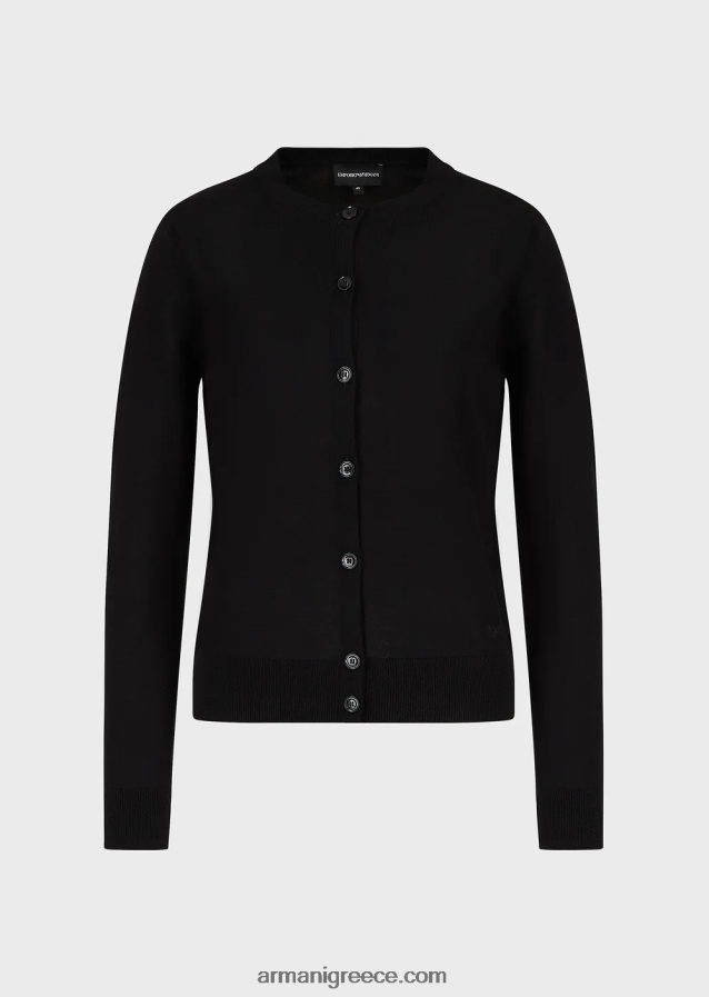 γυναίκες Armani αγνή παρθένα μάλλινη ζακέτα 4046R6221 μαύρος