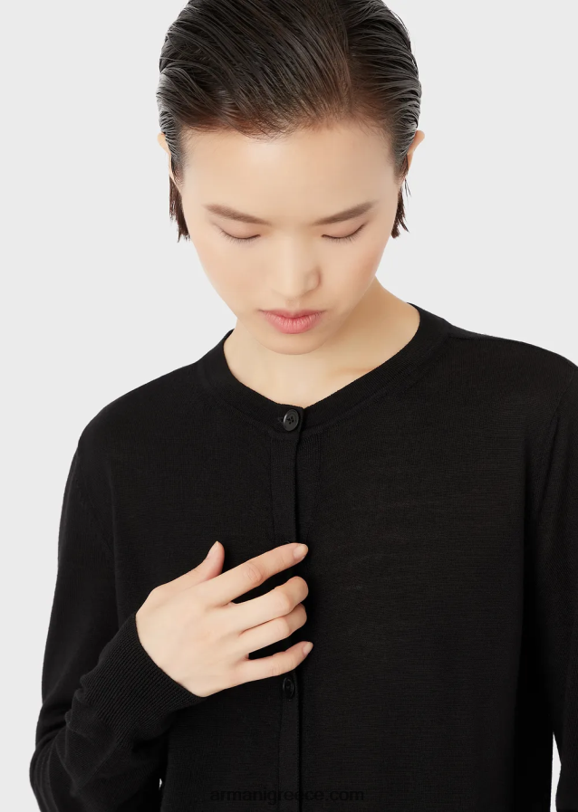 γυναίκες Armani αγνή παρθένα μάλλινη ζακέτα 4046R6221 μαύρος