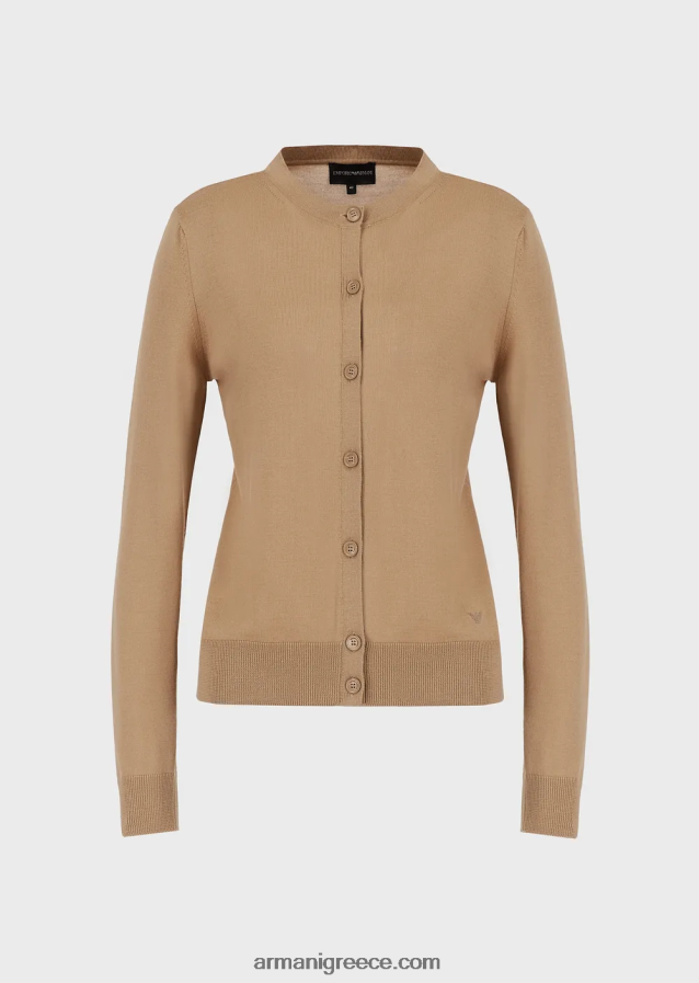 γυναίκες Armani αγνή παρθένα μάλλινη ζακέτα 4046R6222 καμήλα