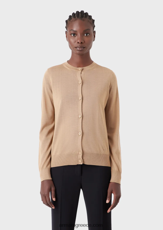 γυναίκες Armani αγνή παρθένα μάλλινη ζακέτα 4046R6222 καμήλα