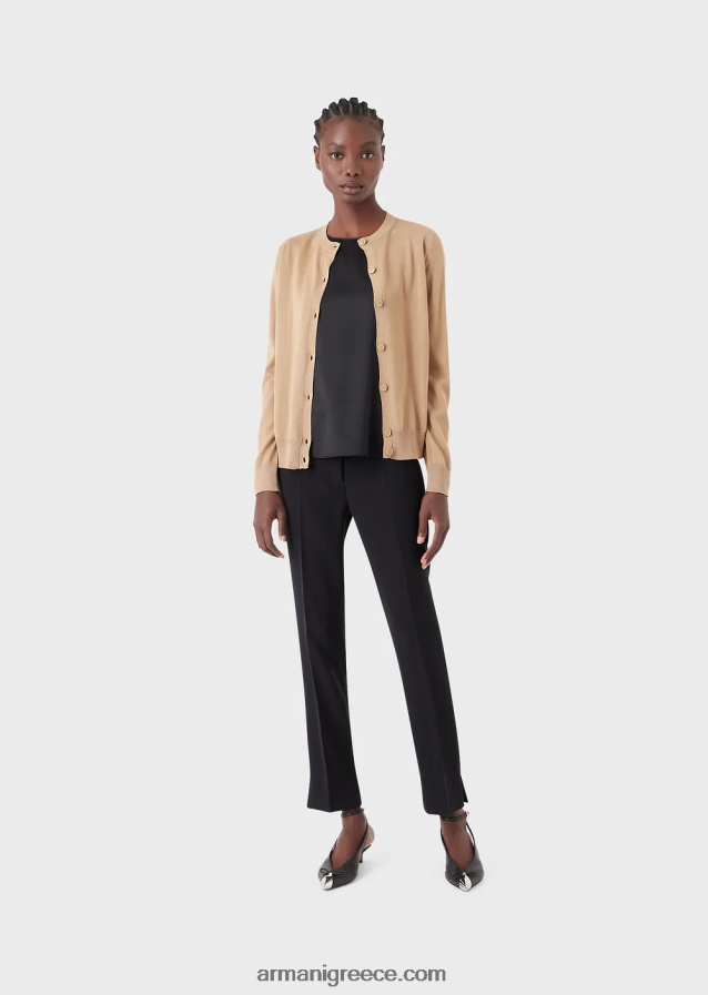 γυναίκες Armani αγνή παρθένα μάλλινη ζακέτα 4046R6222 καμήλα