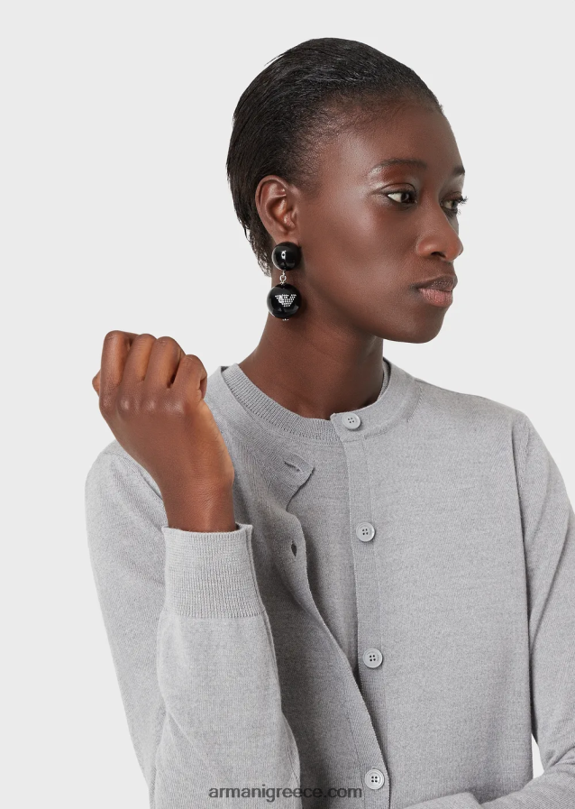 γυναίκες Armani αγνή παρθένα μάλλινη ζακέτα 4046R6223 μελανζέ γκρι