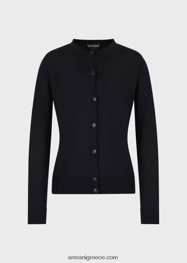 γυναίκες Armani αγνή παρθένα μάλλινη ζακέτα 4046R6224 ναυτικό μπλε