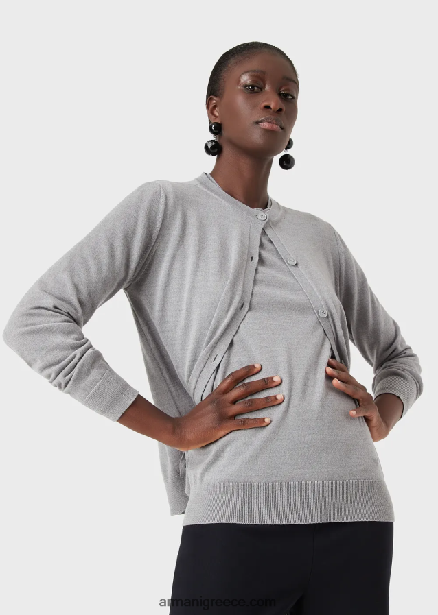 γυναίκες Armani αγνή παρθένα μάλλινη ζακέτα 4046R6224 ναυτικό μπλε