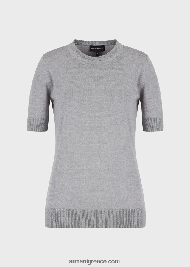 γυναίκες Armani άλμα με λαιμόκοψη από καθαρό παρθένο μαλλί 4046R6228 μελανζέ γκρι