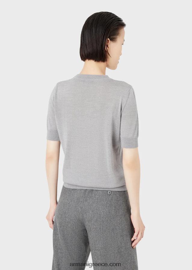 γυναίκες Armani άλμα με λαιμόκοψη από καθαρό παρθένο μαλλί 4046R6228 μελανζέ γκρι