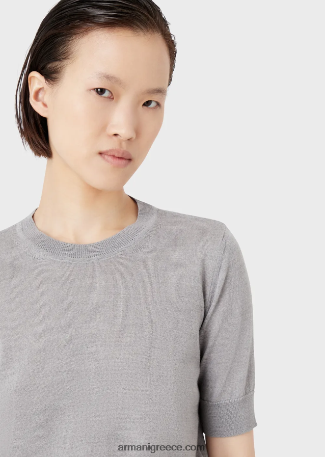 γυναίκες Armani άλμα με λαιμόκοψη από καθαρό παρθένο μαλλί 4046R6228 μελανζέ γκρι