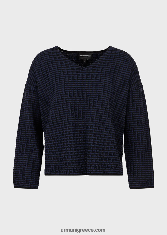 γυναίκες Armani Jumper με λαιμόκοψη σε 3d ύφασμα δύο τόνων 4046R6193