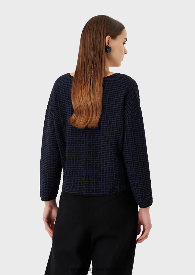 γυναίκες Armani Jumper με λαιμόκοψη σε 3d ύφασμα δύο τόνων 4046R6193