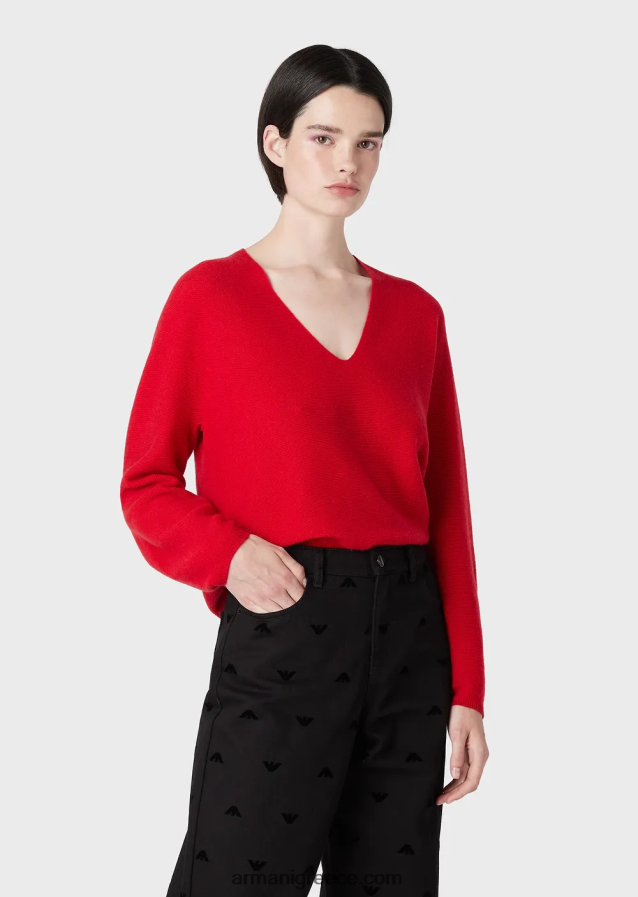 γυναίκες Armani Jumper χωρίς ραφές με λαιμόκοψη σε κρίκους-βελονιά μαλλί και κασμίρ 4046R6203
