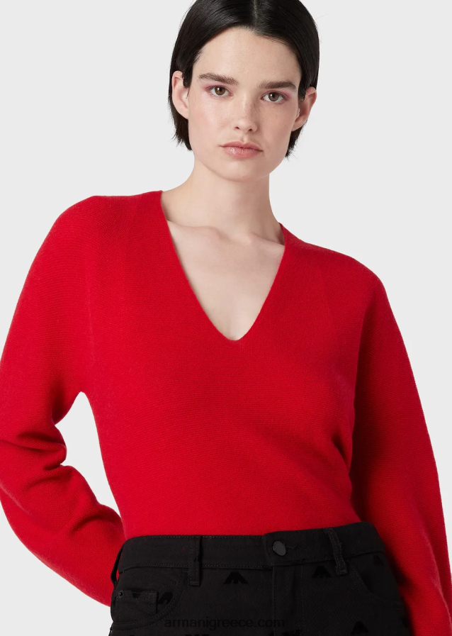 γυναίκες Armani Jumper χωρίς ραφές με λαιμόκοψη σε κρίκους-βελονιά μαλλί και κασμίρ 4046R6203