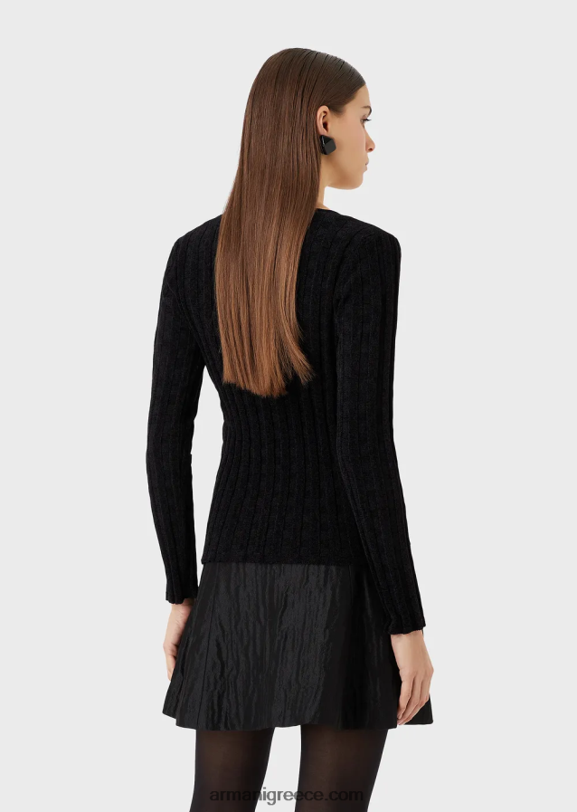 γυναίκες Armani Jumper με λαιμόκοψη σε ύφασμα lurex check ζακάρ 4046R6201 μαύρος