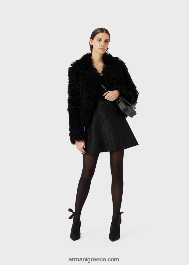 γυναίκες Armani Jumper με λαιμόκοψη σε ύφασμα lurex check ζακάρ 4046R6201 μαύρος