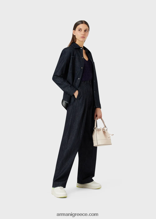 γυναίκες Armani Jumper με λαιμόκοψη σε ύφασμα lurex check ζακάρ 4046R6202