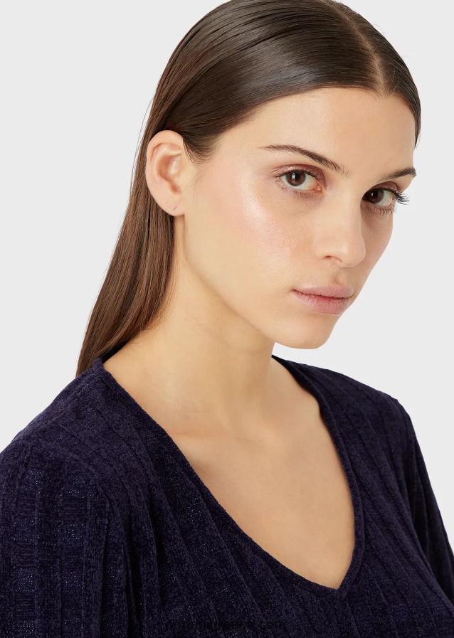 γυναίκες Armani Jumper με λαιμόκοψη σε ύφασμα lurex check ζακάρ 4046R6202