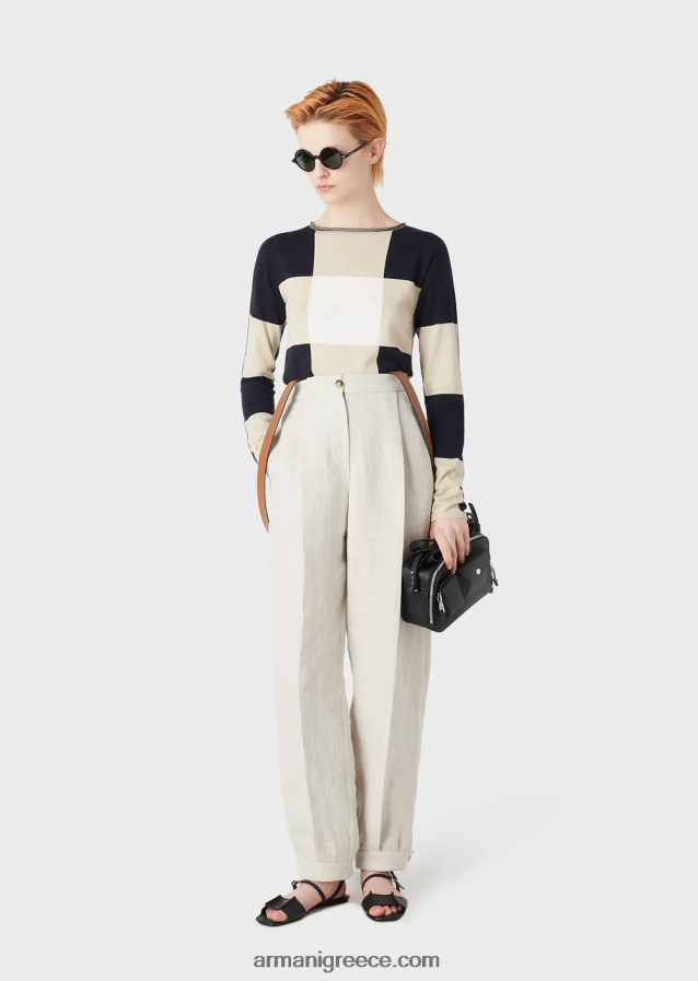 γυναίκες Armani απρόσκοπτη μείγμα κασμίρι μετάξι ζακάρ check jumper 4046R6216