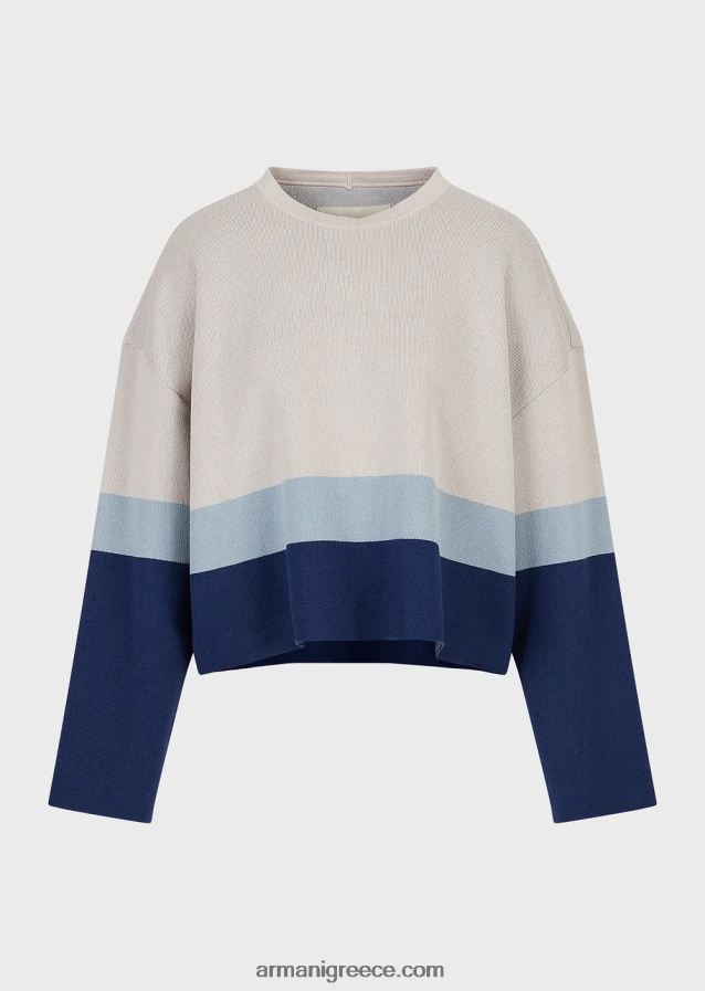 γυναίκες Armani βιώσιμη συλλογή από οργανικό βαμβάκι ζακάρ cropped jumper 4046R6211 πρότυπο
