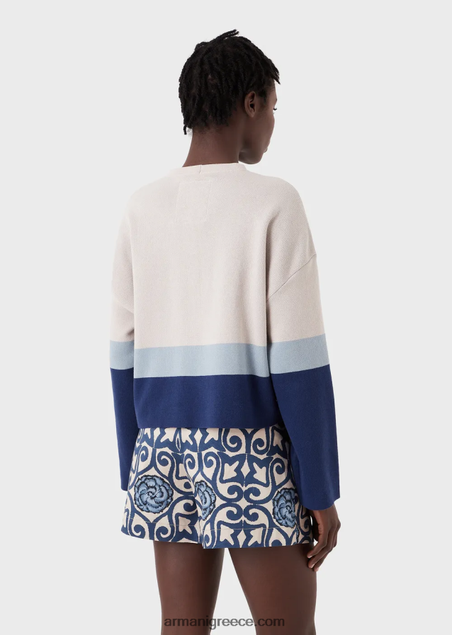 γυναίκες Armani βιώσιμη συλλογή από οργανικό βαμβάκι ζακάρ cropped jumper 4046R6211 πρότυπο