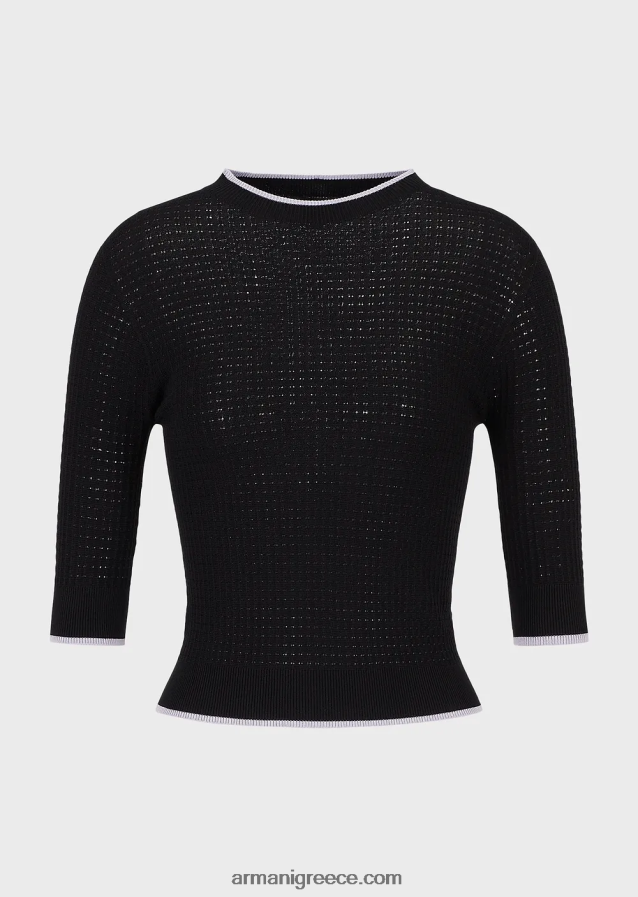 γυναίκες Armani jumper χωρίς ραφή από μικροδιάτρητο ύφασμα 4046R6192 μαύρος