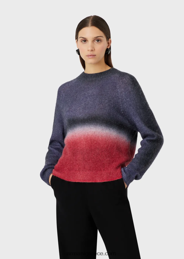 γυναίκες Armani απρόσκοπτη jumper με μείγμα αλπακά με ντεγκραντέ εκτύπωση 4046R6209 πολύχρωμο