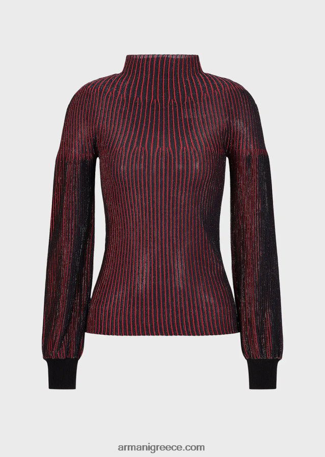 γυναίκες Armani lurex jumper με λαιμόκοψη με σχέδιο παντού 4046R6204 πρότυπο