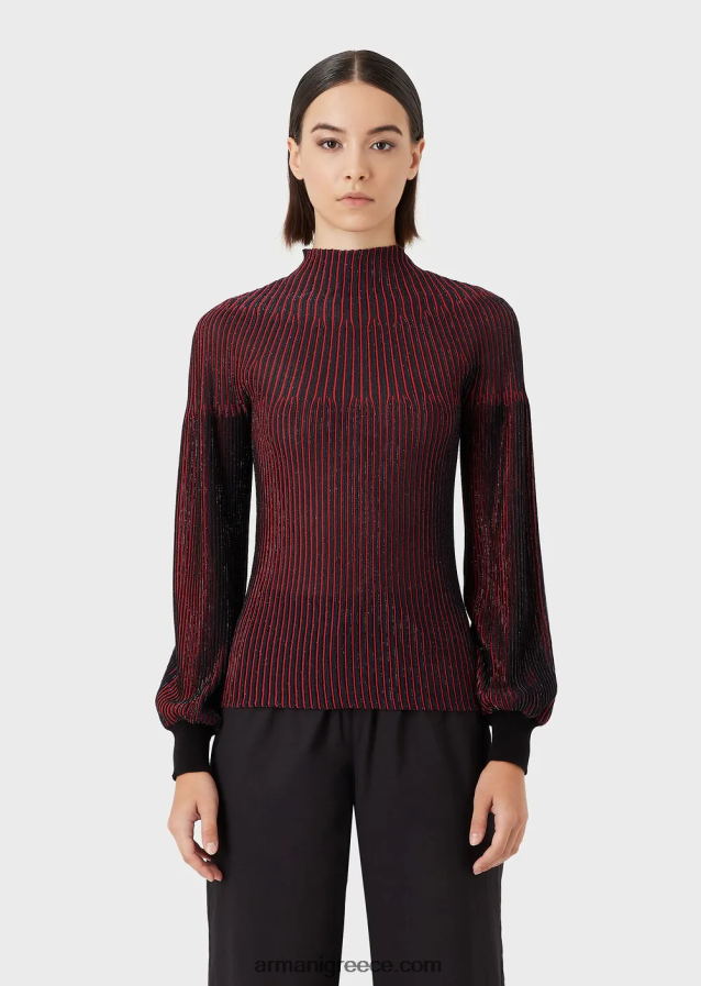 γυναίκες Armani lurex jumper με λαιμόκοψη με σχέδιο παντού 4046R6204 πρότυπο