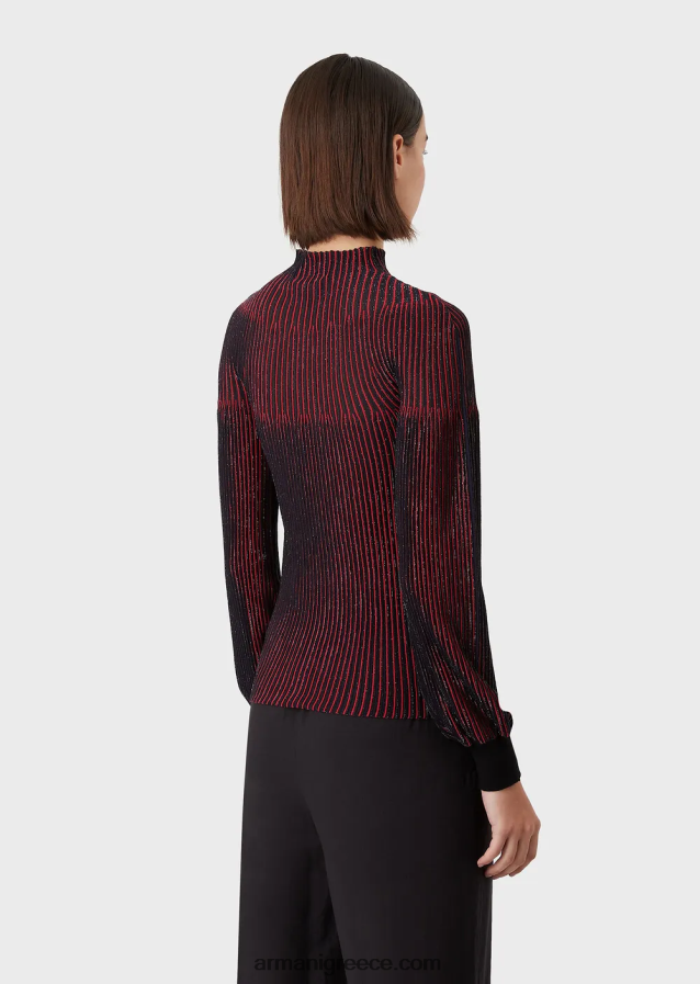 γυναίκες Armani lurex jumper με λαιμόκοψη με σχέδιο παντού 4046R6204 πρότυπο