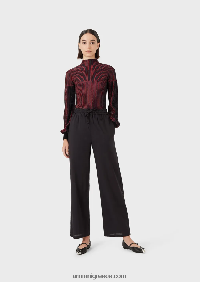 γυναίκες Armani lurex jumper με λαιμόκοψη με σχέδιο παντού 4046R6204 πρότυπο