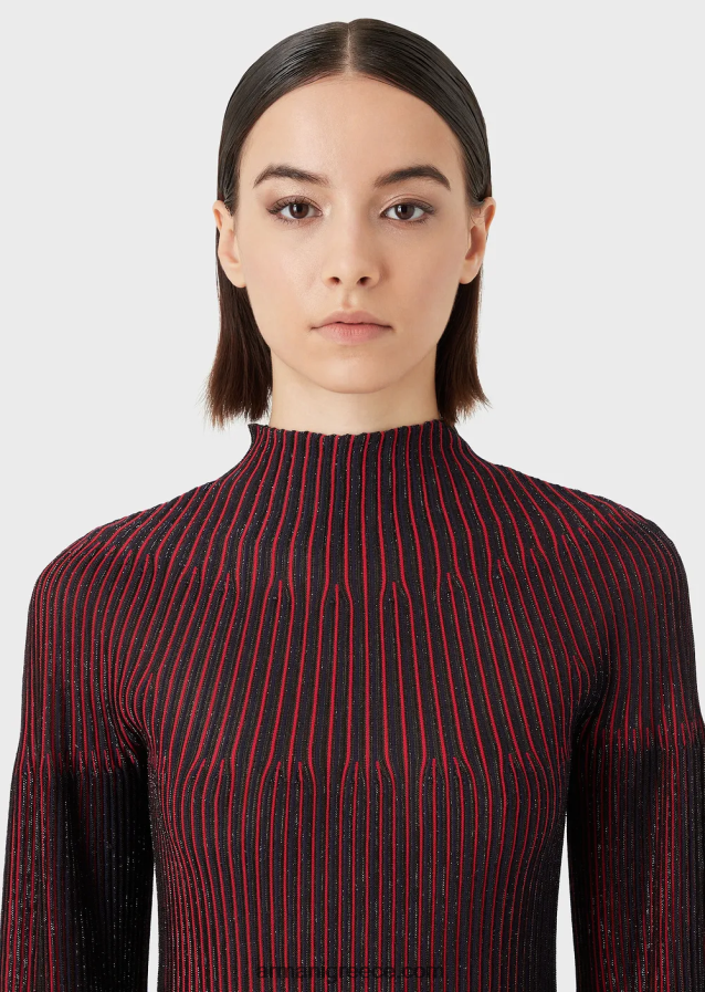 γυναίκες Armani lurex jumper με λαιμόκοψη με σχέδιο παντού 4046R6204 πρότυπο