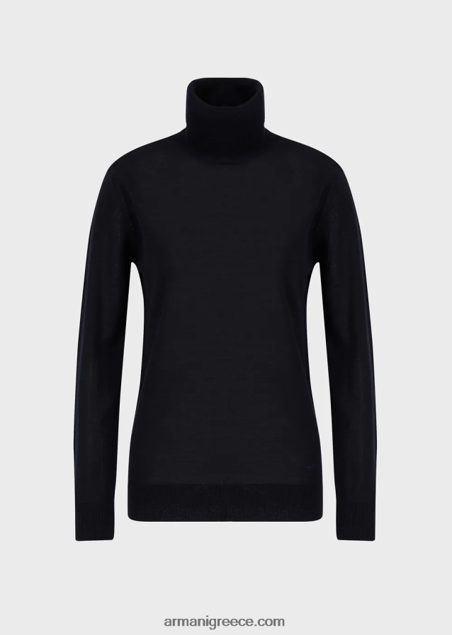 γυναίκες Armani rollneck από καθαρό παρθένο μαλλί 4046R6225 μπλε