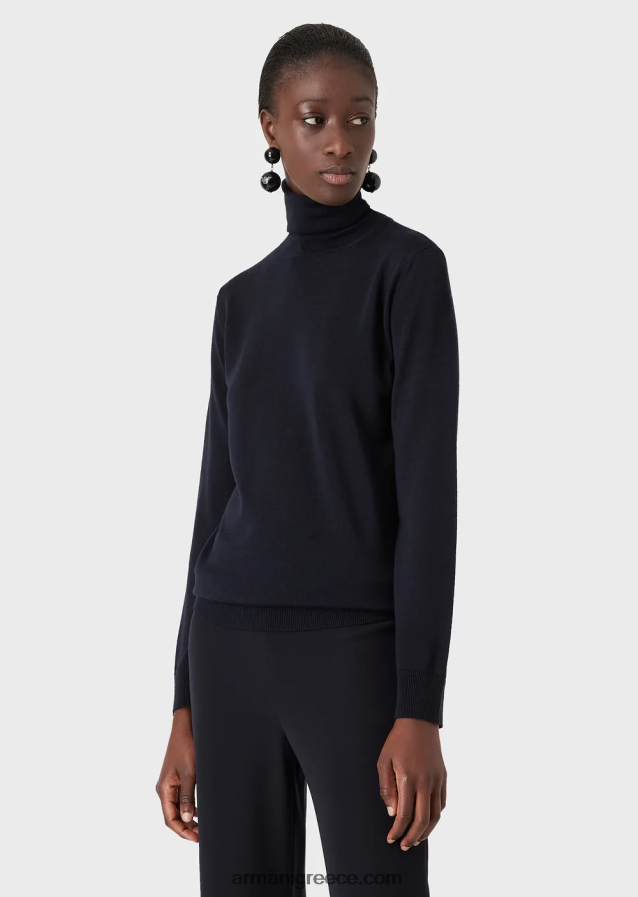 γυναίκες Armani rollneck από καθαρό παρθένο μαλλί 4046R6225 μπλε