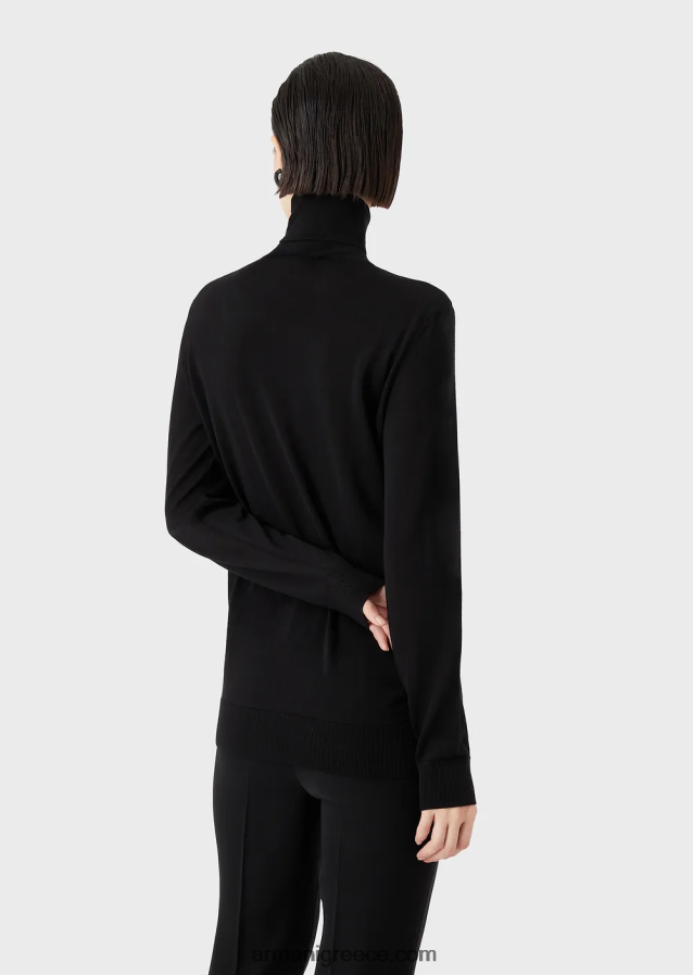 γυναίκες Armani rollneck από καθαρό παρθένο μαλλί 4046R6226 μαύρος