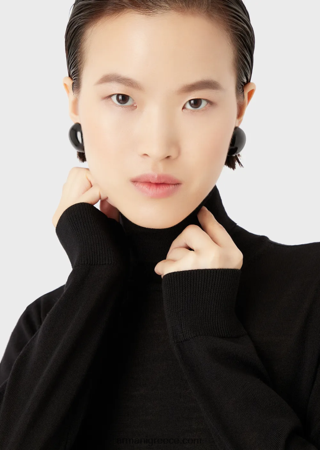 γυναίκες Armani rollneck από καθαρό παρθένο μαλλί 4046R6226 μαύρος