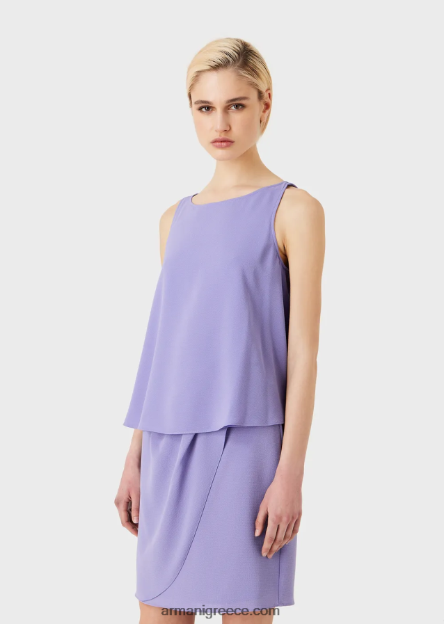 γυναίκες Armani φουντωτό πάνω μέρος με πίσω πάνελ από ύφασμα γρανίτη 4046R6343 μωβ
