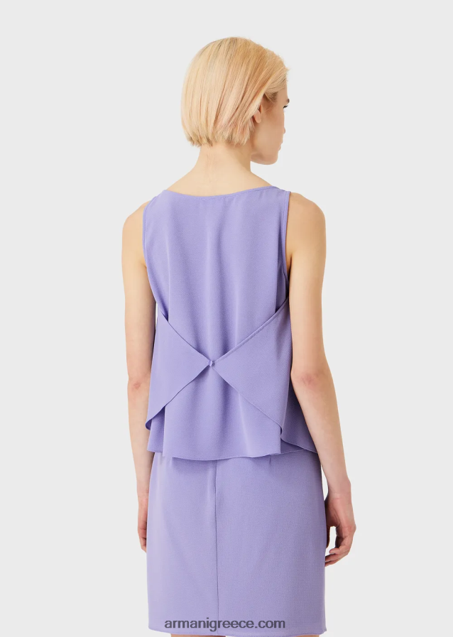 γυναίκες Armani φουντωτό πάνω μέρος με πίσω πάνελ από ύφασμα γρανίτη 4046R6343 μωβ